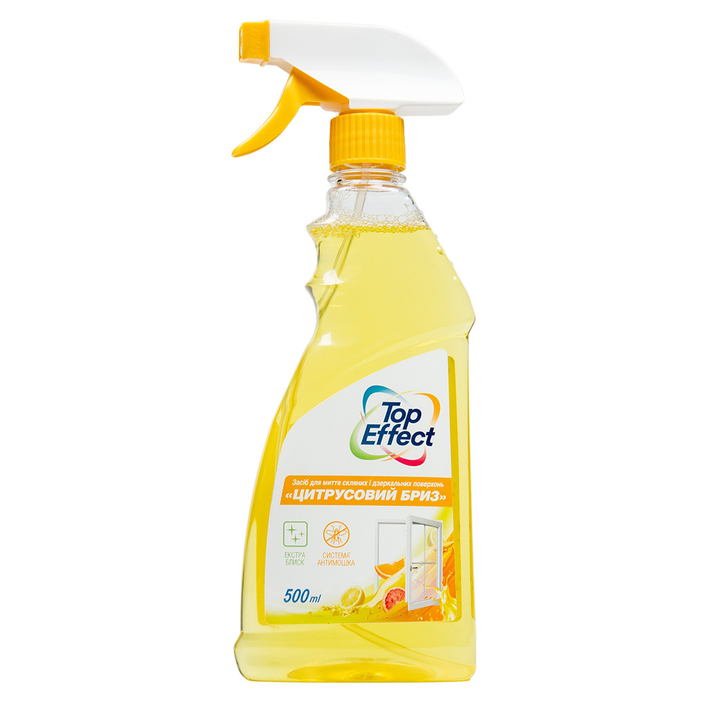 TopEffect Засіб для миття скла та дзеркал "Цитрусовий бриз", спрей 500 мл